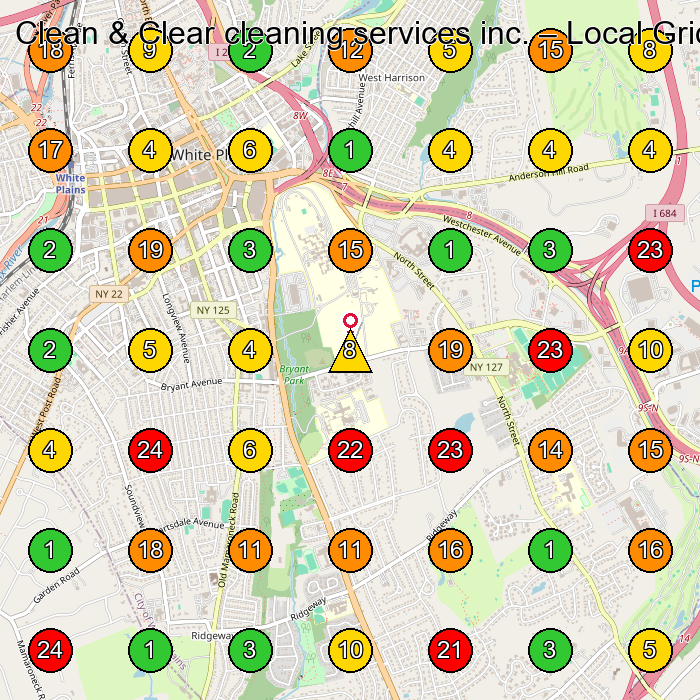 Clean & Clear cleaning services inc. Janitorial Service GeoGrid ranking map for None
